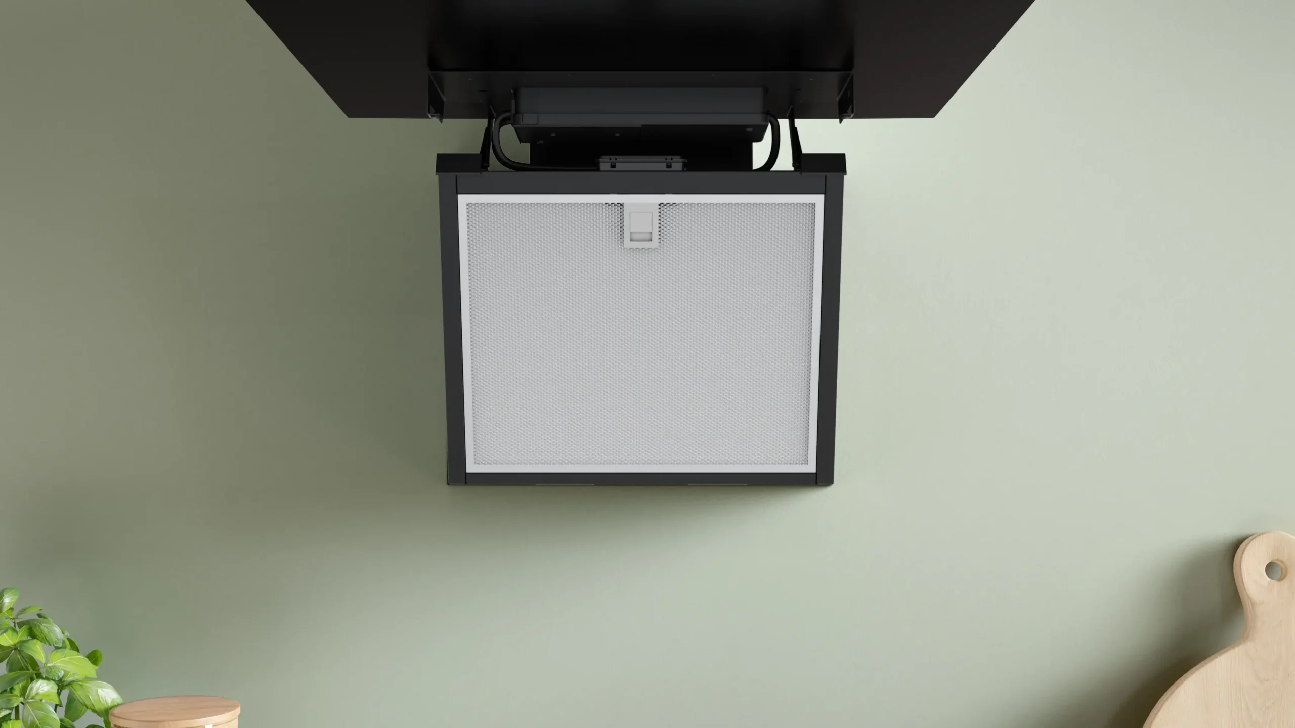 Serie 4 Wandschouwkap 60 cm zwart glas, Zwart