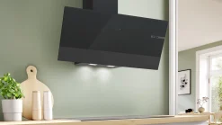 Serie 4 Wandschouwkap 90 cm zwart glas, Zwart