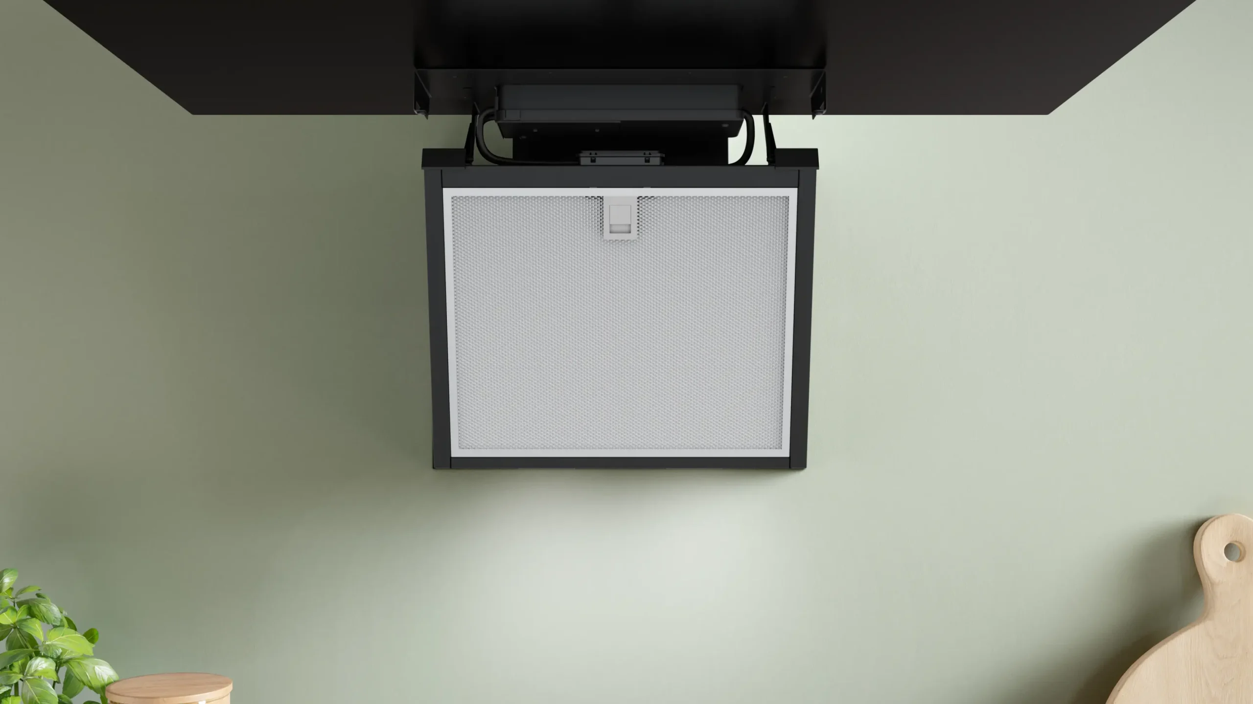 Serie 4 Wandschouwkap 90 cm zwart glas, Zwart