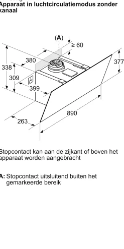 Serie 4 Wandschouwkap 90 cm zwart glas, Zwart