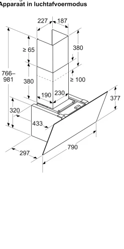 Serie 6 Wandschouwkap 80 cm zwart glas, Zwart