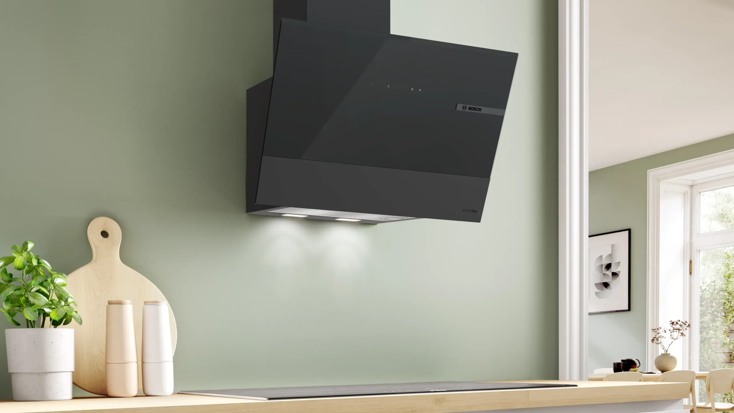 Serie 6 Wandschouwkap 60 cm zwart glas, Zwart