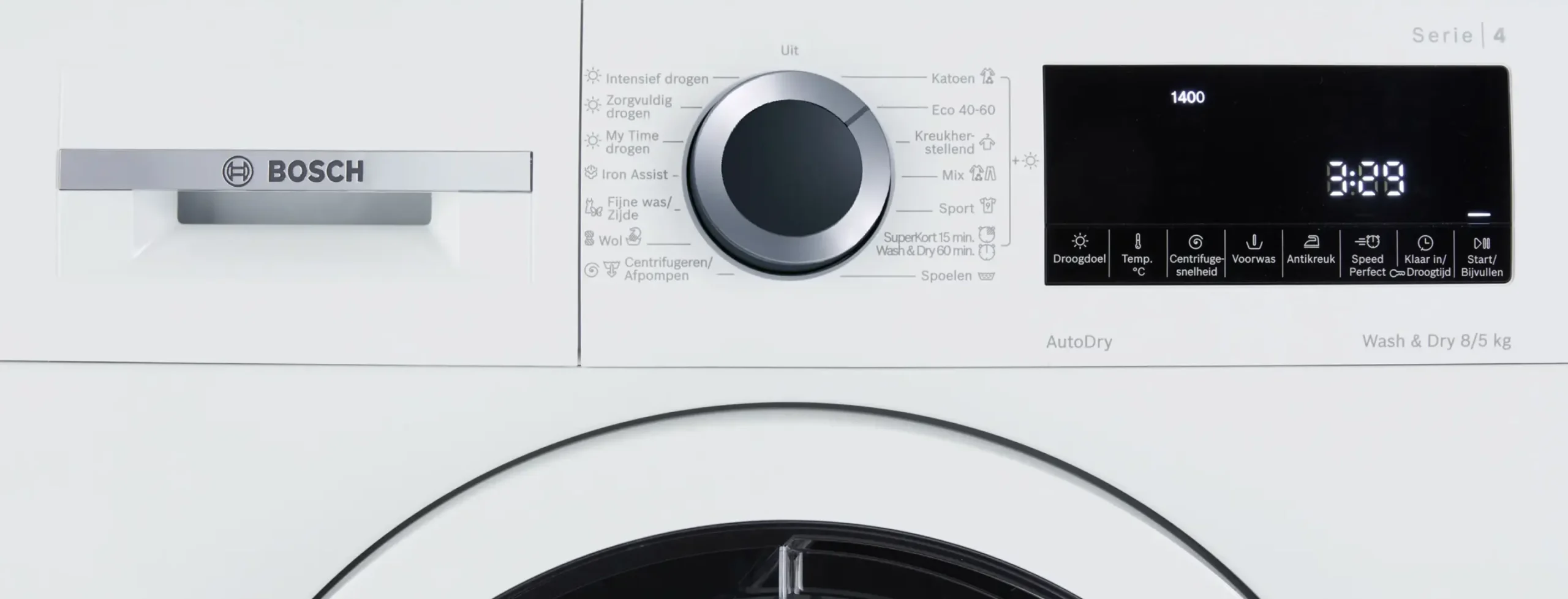 Serie 4 Was-droogcombinatie 8/5 kg max. 1400 rpm