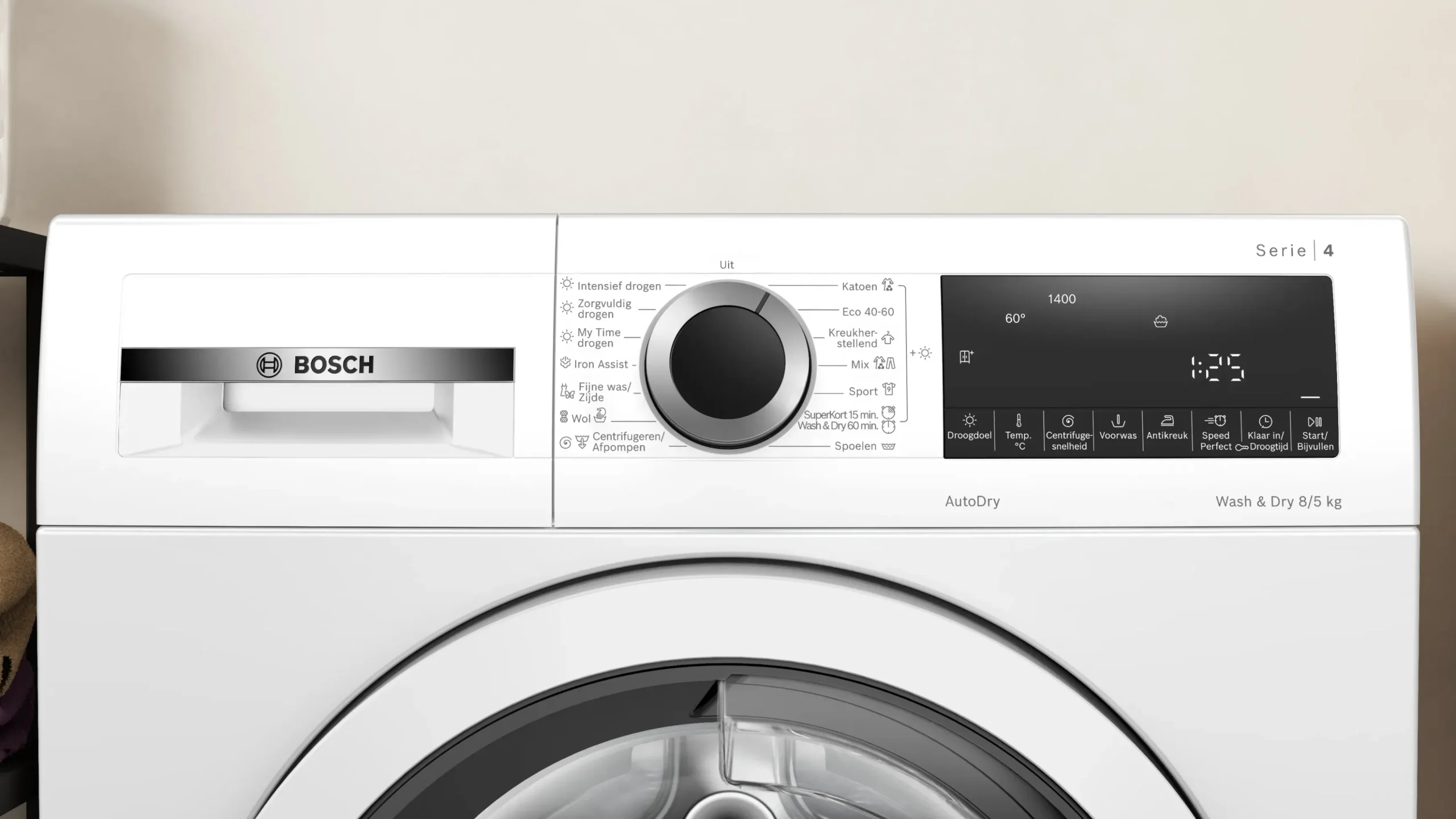 Serie 4 Was-droogcombinatie 8/5 kg max. 1400 rpm