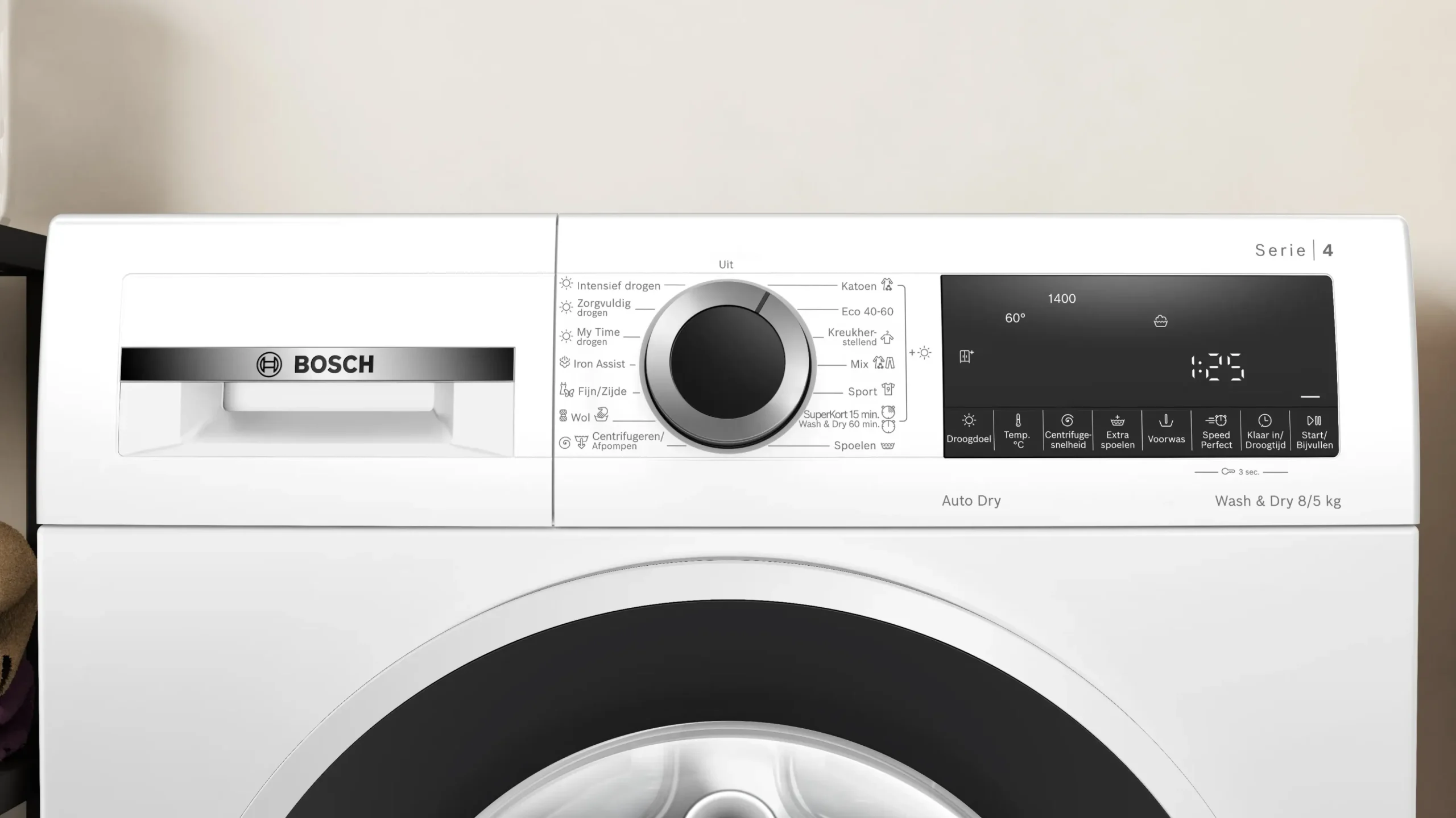 Serie 4 Was-droogcombinatie 8/5 kg max. 1400 rpm