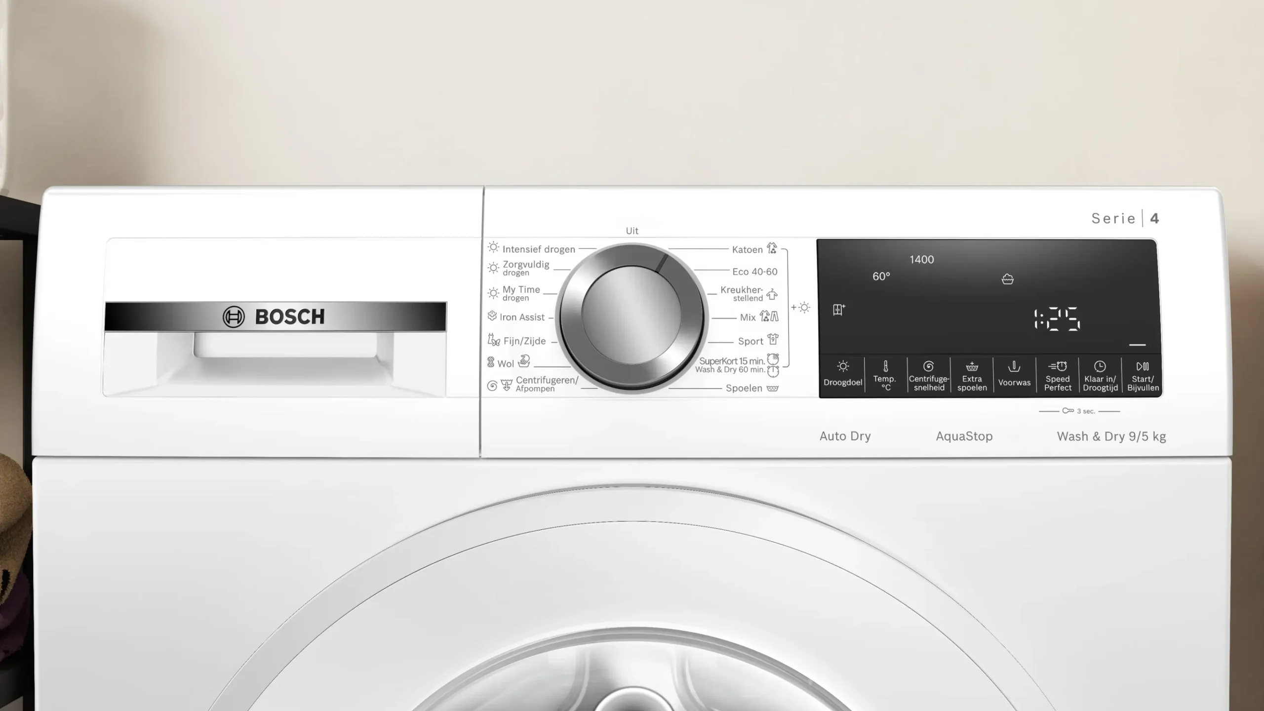 Serie 4 Was-droogcombinatie 9/5 kg max. 1400 rpm