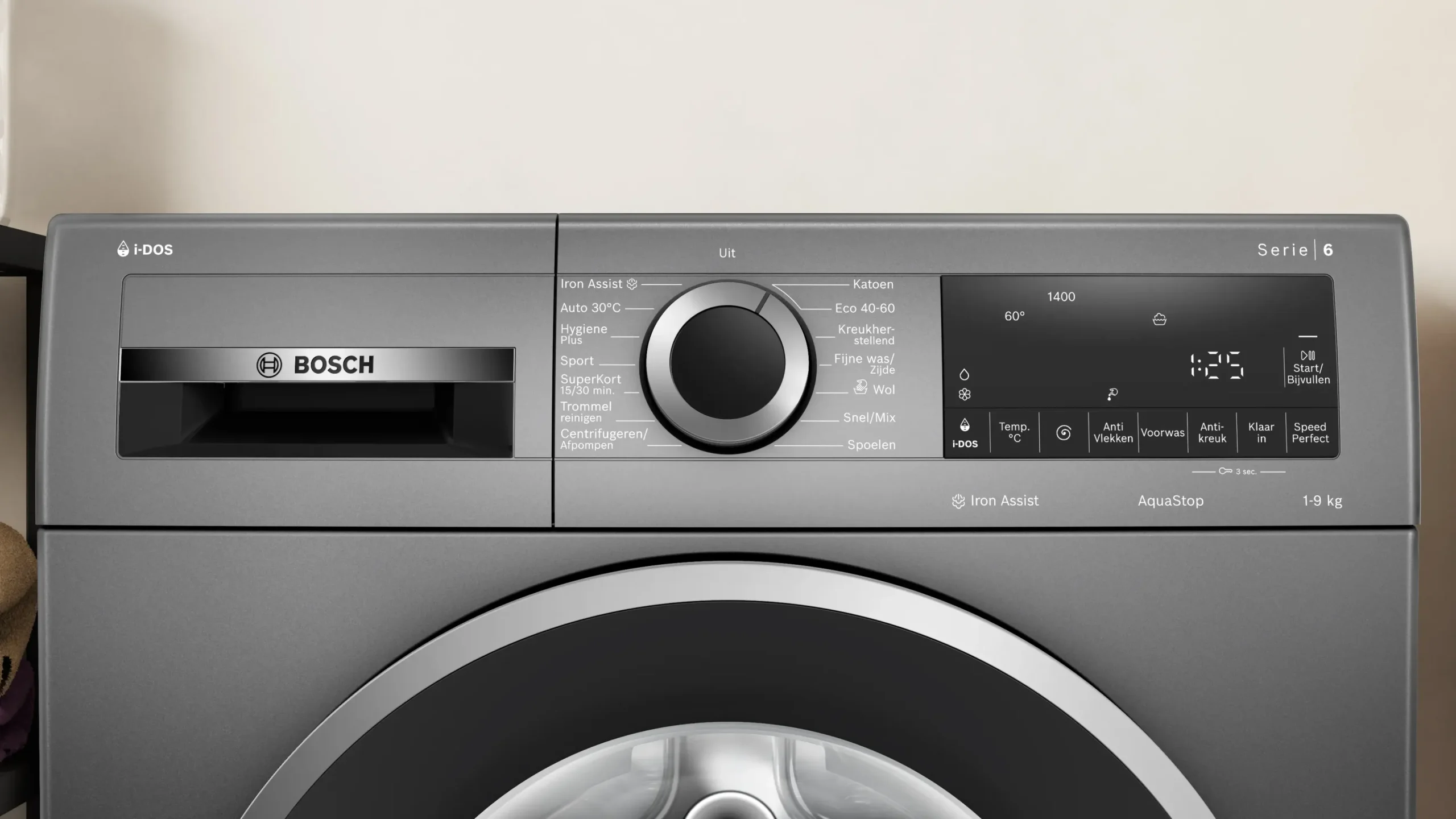 Serie 6 Wasmachine, voorlader 9 kg max. 1400 rpm, Cast iron grey