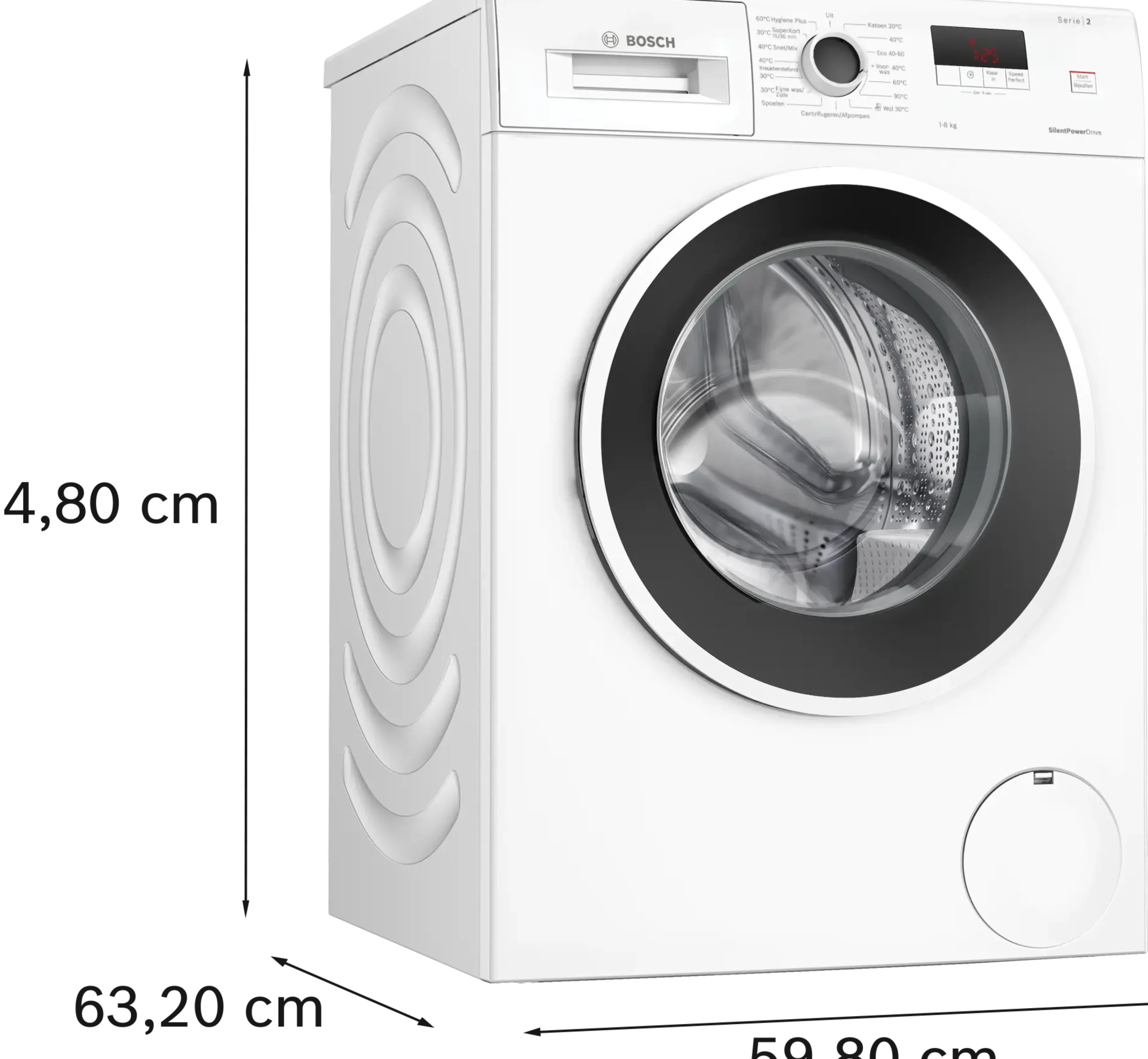 Serie 2 Wasmachine, voorlader 8 kg max. 1400 rpm