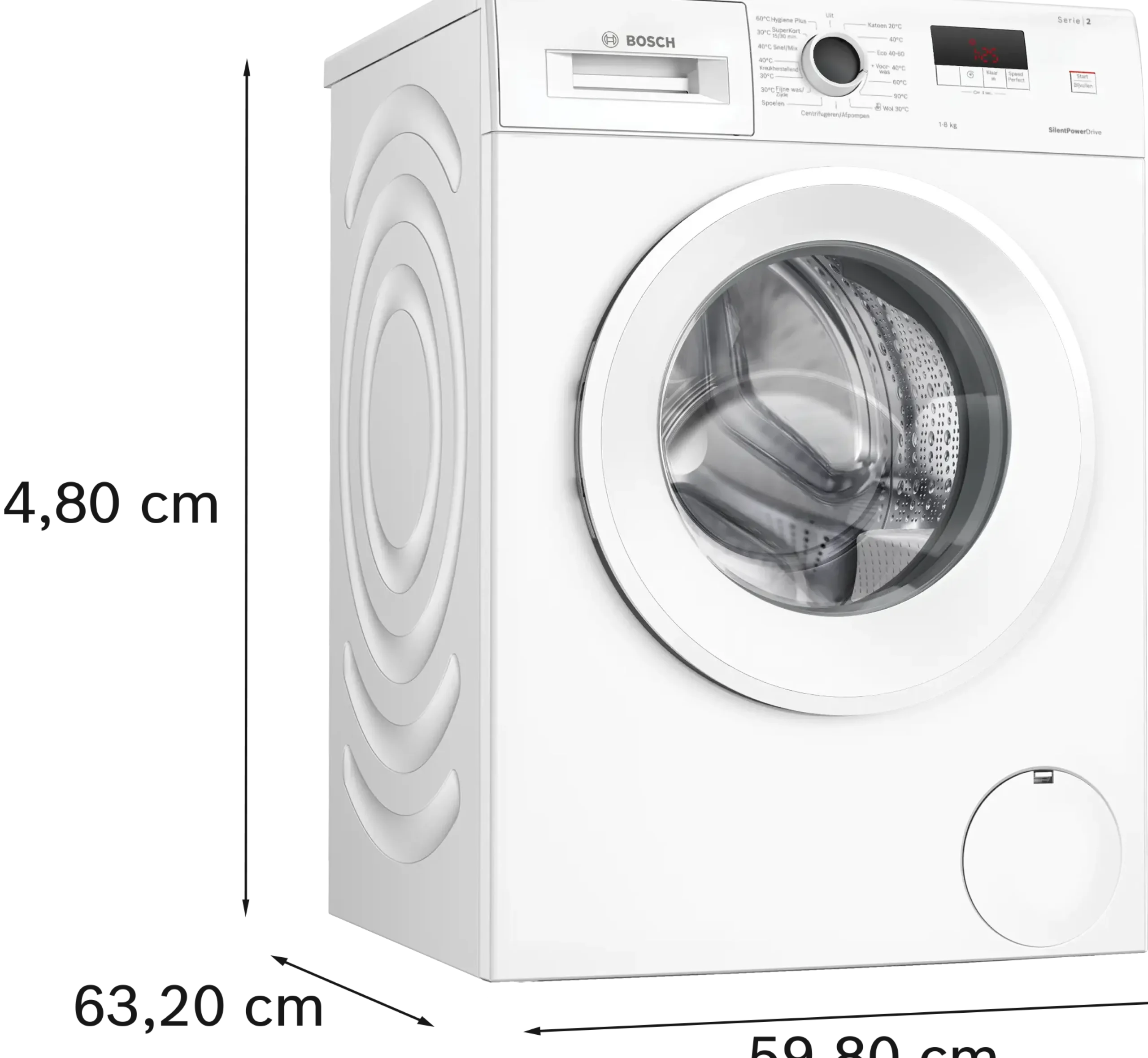 Serie 2 Wasmachine, voorlader 8 kg max. 1400 rpm