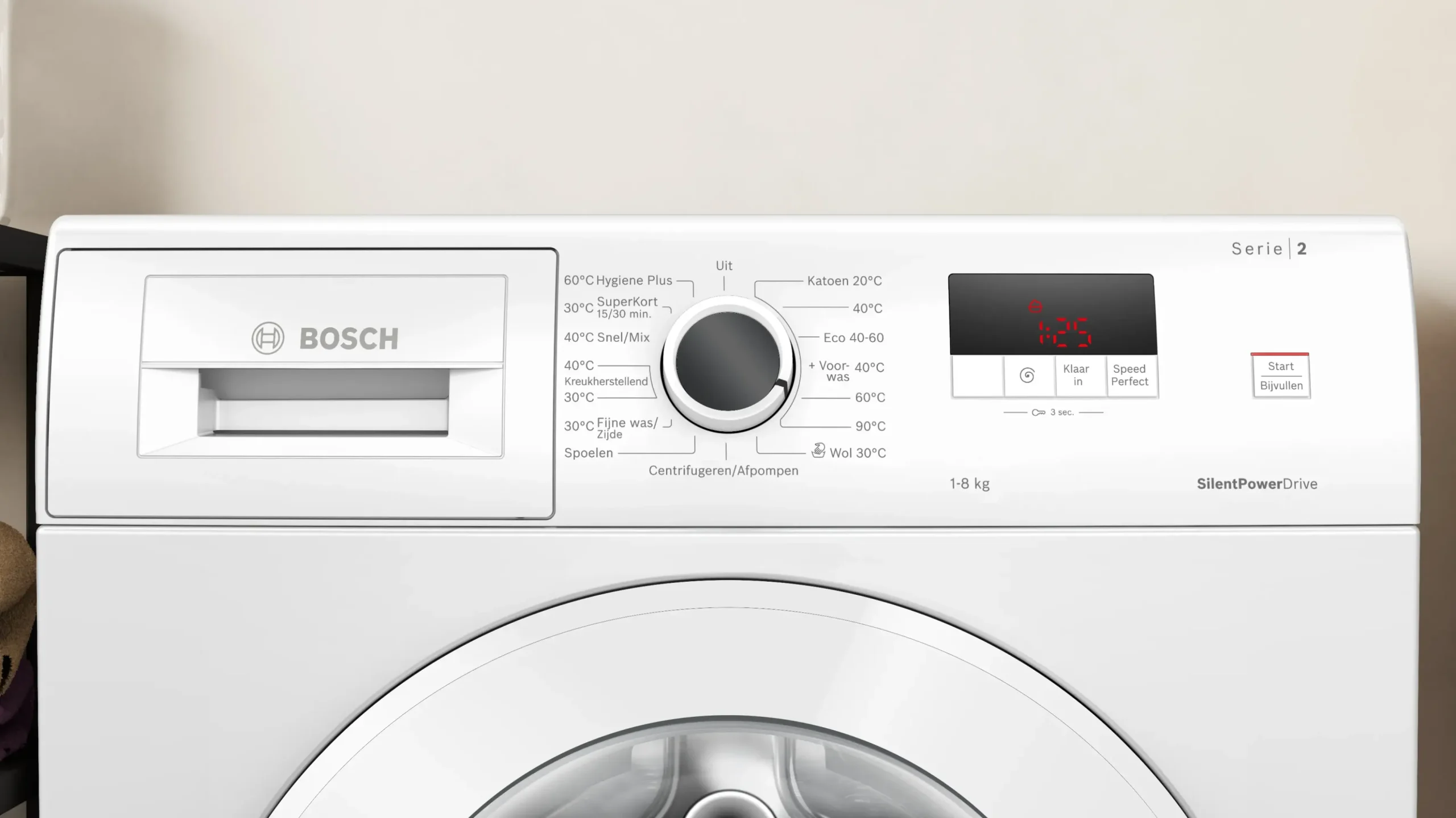 Serie 2 Wasmachine, voorlader 8 kg max. 1400 rpm