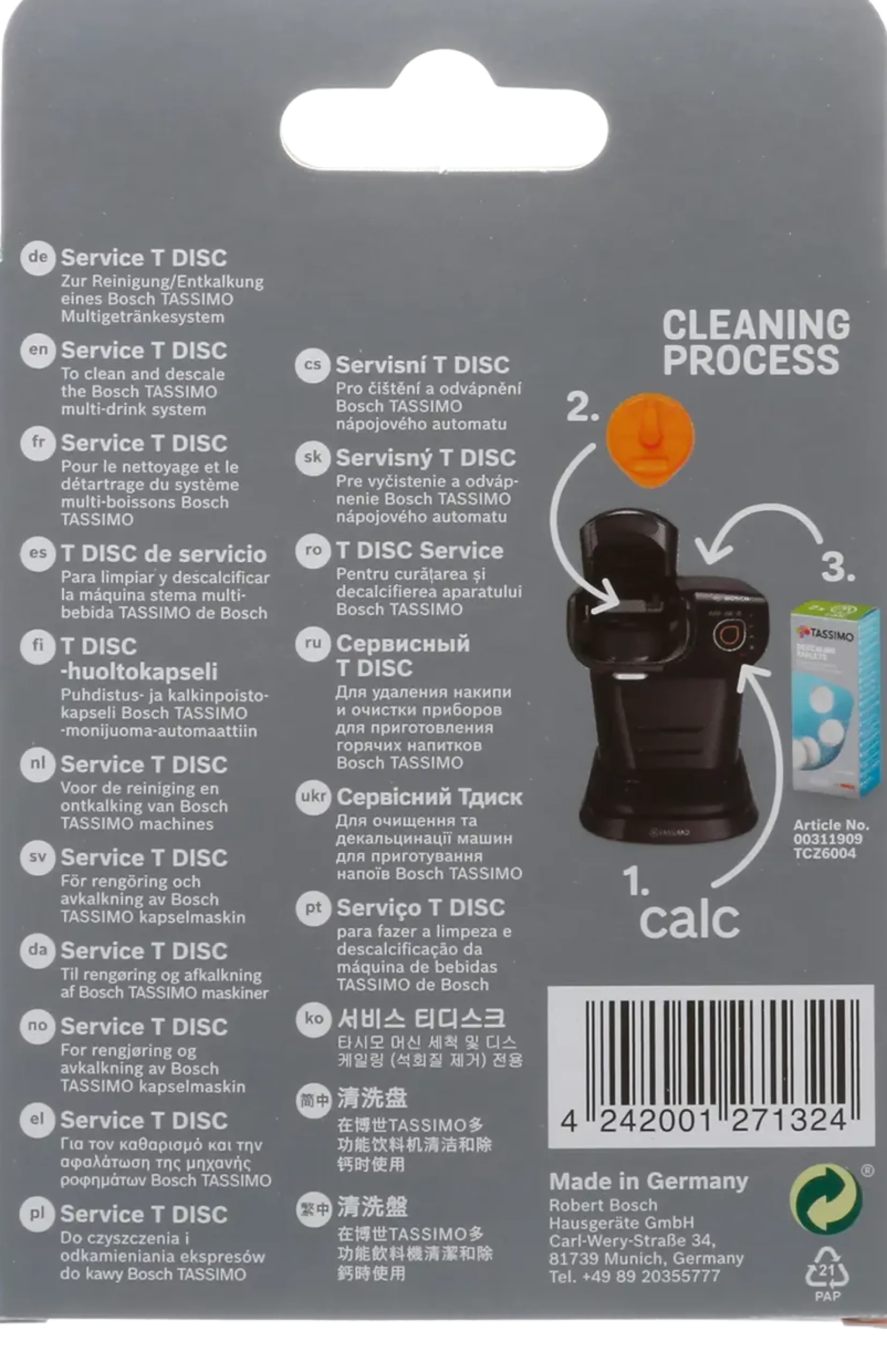17001491 Tassimo service T-disc oranje