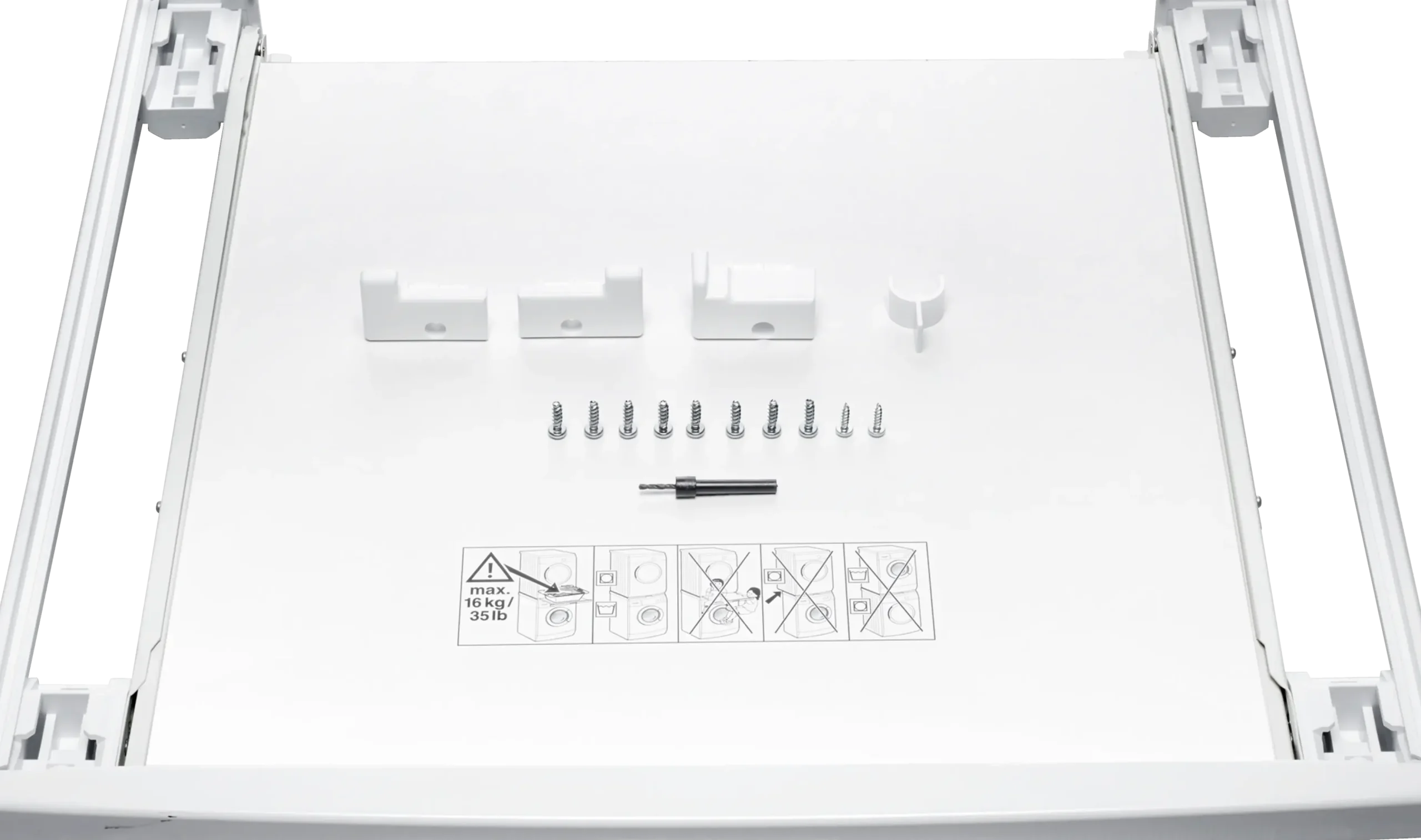 WTZ11400 Verbindingsset voor droger en wasmachine, met uitschuifbaar plateau